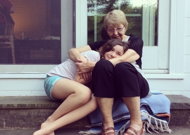 Grandma and Granddaughter on Porch